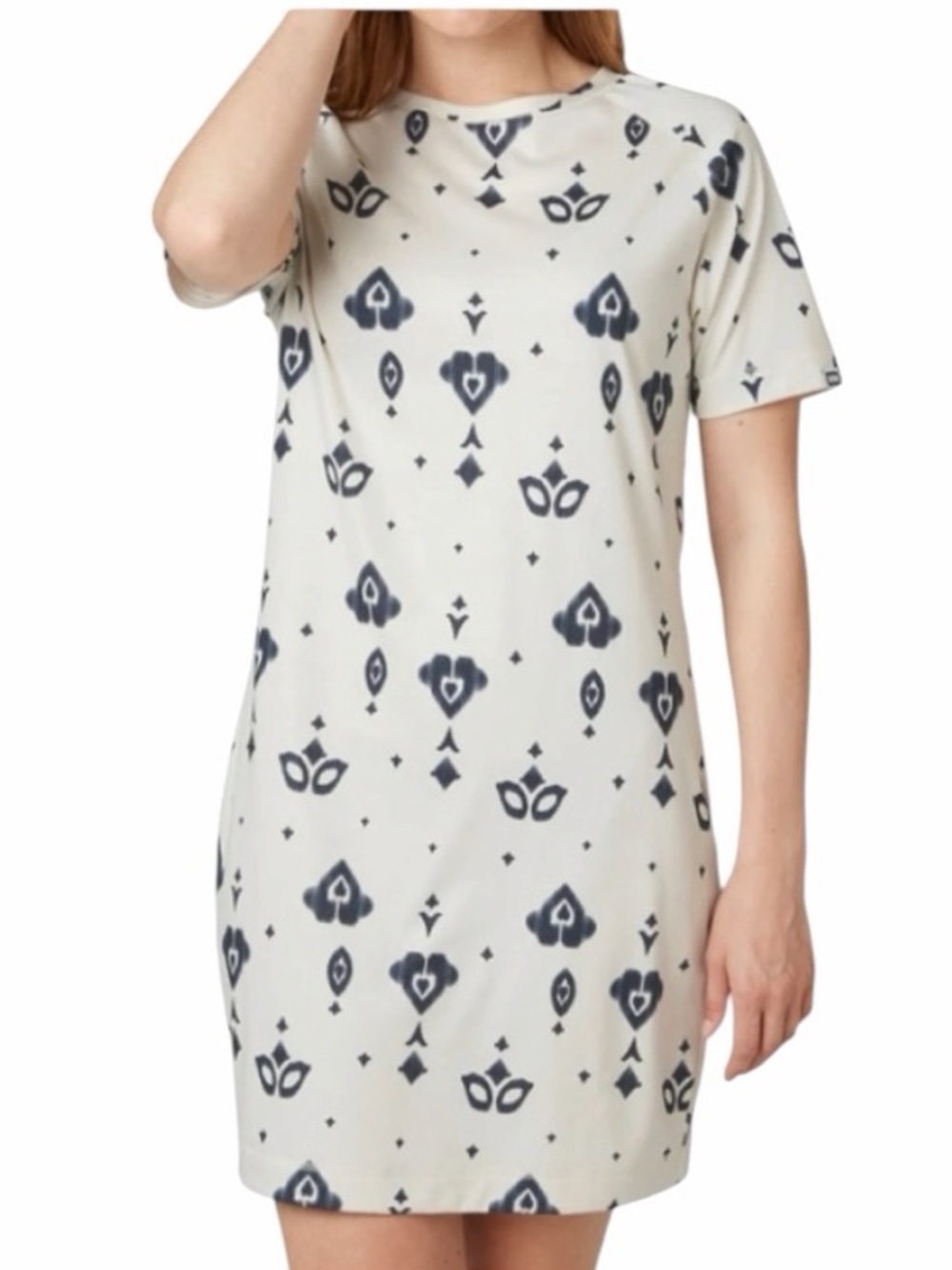 Helly Hansen Women’s T-Shirt Dress Large Grey Blue Nordic Print Casual